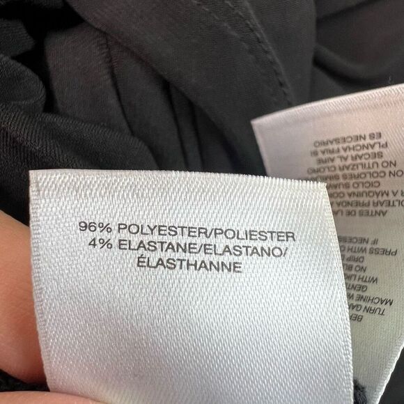 ANNE KLEIN BLACK JERSEY Faux Wrap Drape Sheath Dress Size 10 Deep Vneck Stretchy - Picture 12 of 13